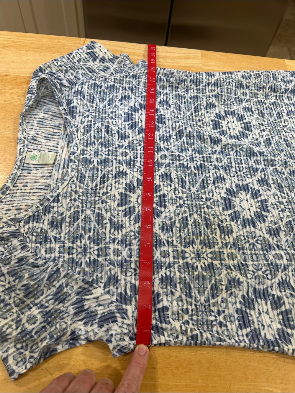 Aventura Blue and White Short-Sleeve Patterned Top - Picture 9 of 15